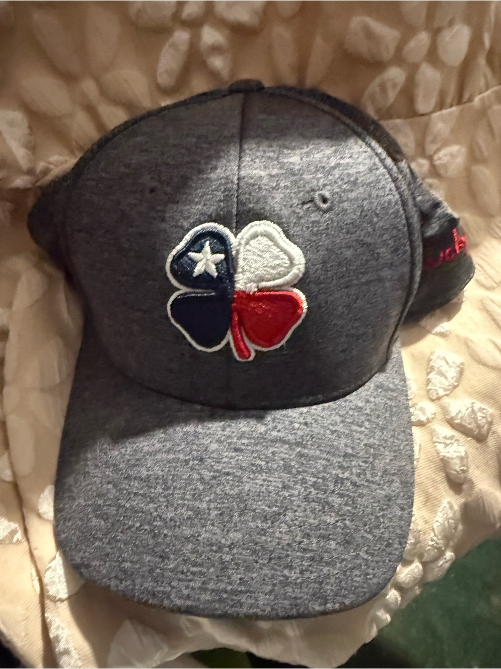 Lucky Brand Heather Gray Baseball Cap with Red, White & Blue Clover Patch